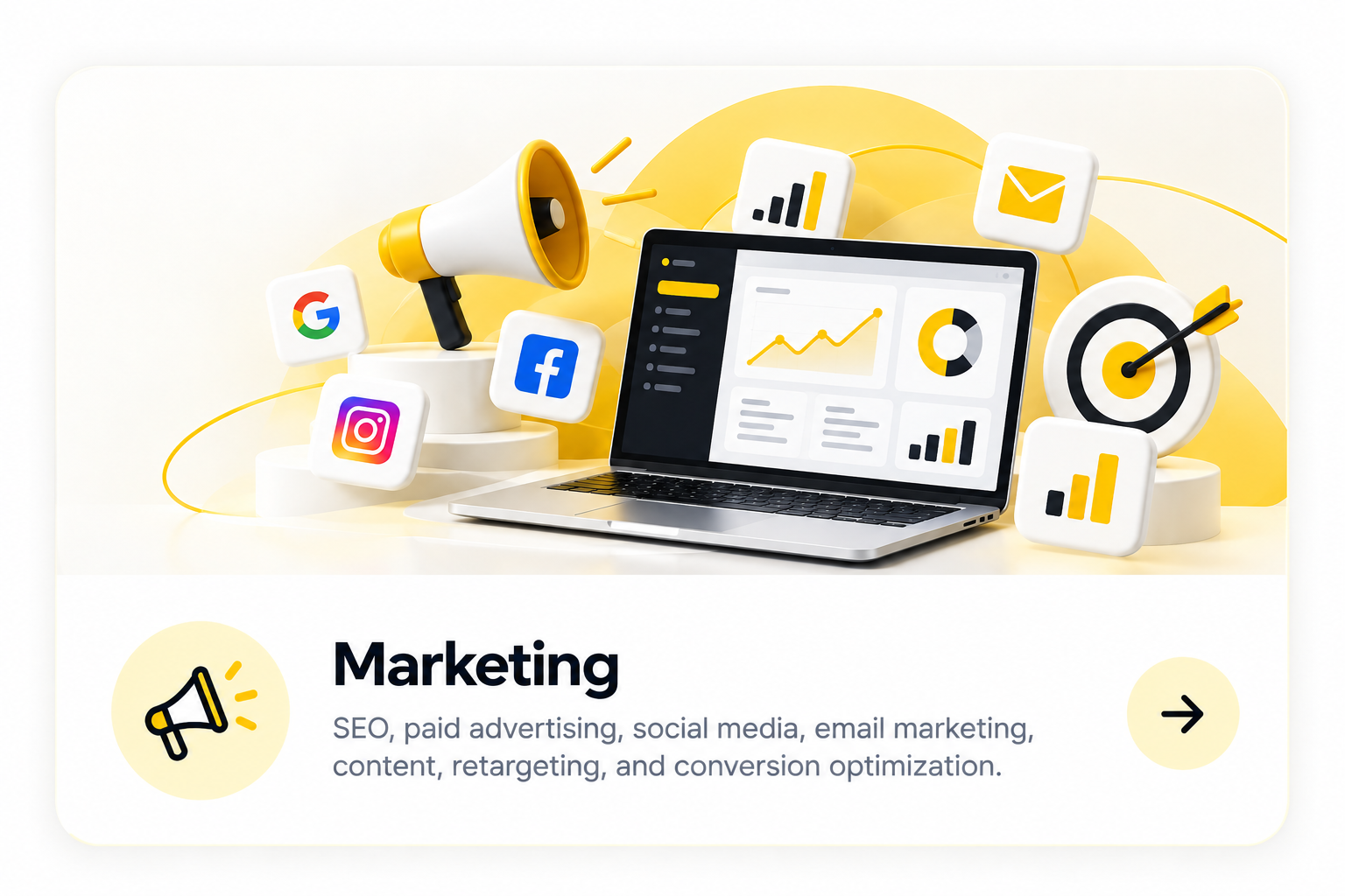 Marketing Analytics Dashboard Card